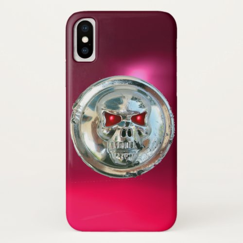 SKULL RIDERS MONOGRAM pink iPhone X Case