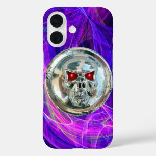 SKULL RIDERS Pink Blue Purple Fractal Swirls iPhone 16 Case