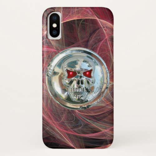 SKULL RIDERS Pink Metal Grey Fractal Swirls iPhone X Case