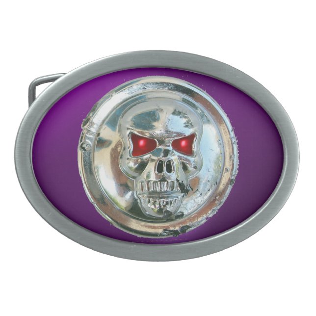 SKULL RIDERS purple Belt Buckle (Front)