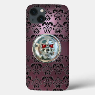 SKULL RIDERS PURPLE PINK BLACK DAMASK iPhone 13 CASE