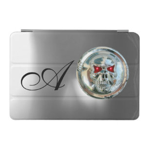 SKULL RIDERS RED WHITE GREY GEMSTONE MONOGRAM iPad MINI COVER