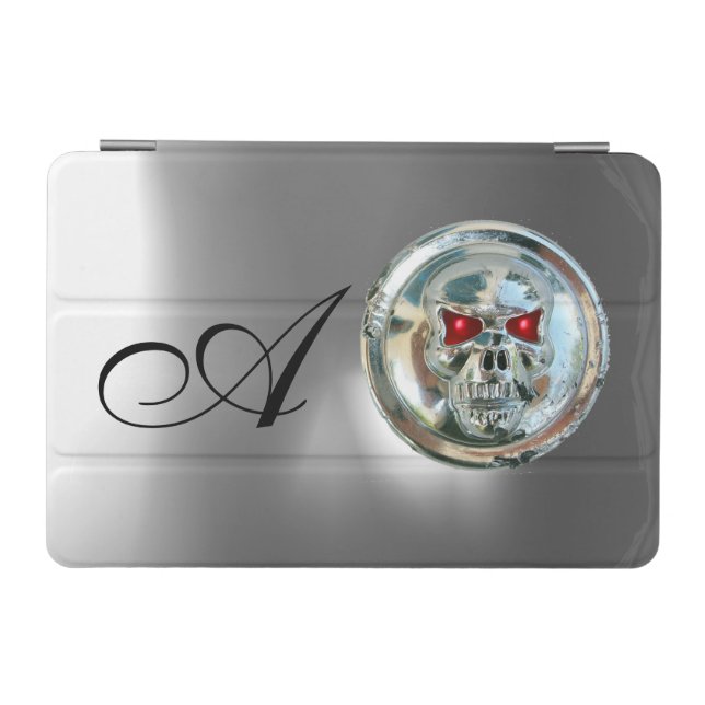 SKULL RIDERS RED WHITE GREY GEMSTONE MONOGRAM iPad MINI COVER (Horizontal)