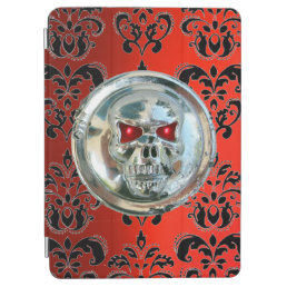 SKULL RIDERS RUBY RED BLACK DAMASK iPad AIR COVER