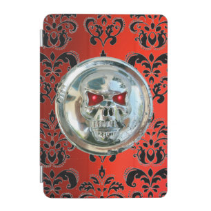 SKULL RIDERS RUBY RED BLACK DAMASK iPad MINI COVER
