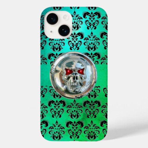 SKULL RIDERS TEAL TURQUOISE BLUE DAMASK red black Case_Mate iPhone 14 Case
