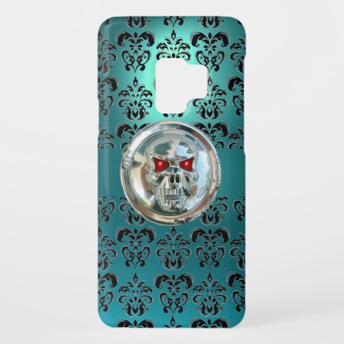 SKULL RIDERS TEAL TURQUOISE BLUE DAMASK red black Case_Mate Samsung Galaxy S9 Case