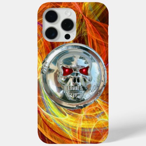 SKULL RIDERS Yellow Orange Fractal Swirls iPhone 15 Pro Max Case