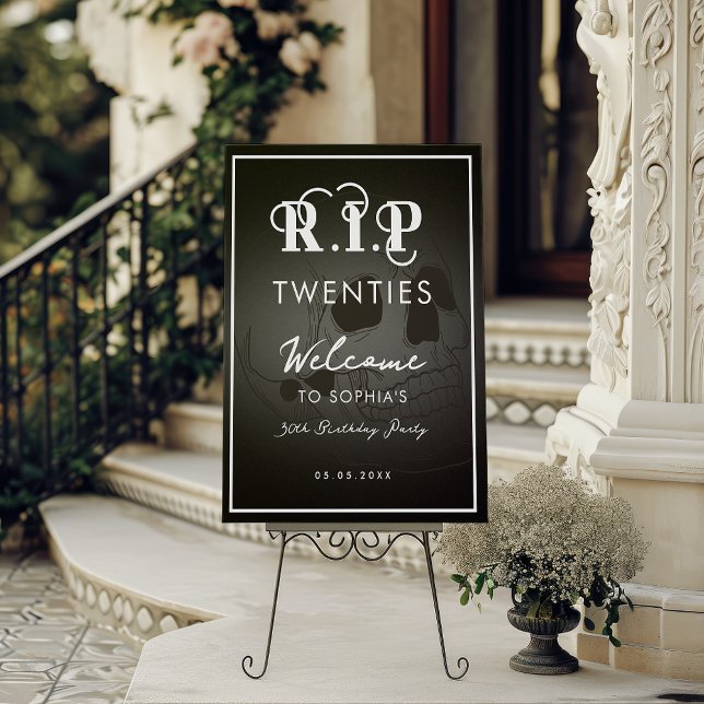 Skull RIP 20s 30th Birthday Party Welcome Sign (Creator Uploaded)