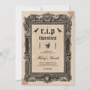 Skull RIP Twenties 20s Victorian 30th Birthday Invitation