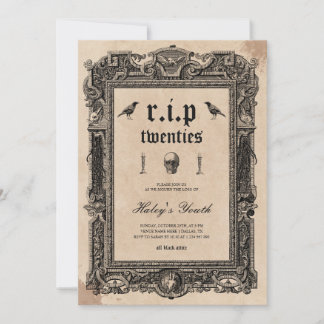 Skull RIP Twenties 20s Victorian 30th Birthday Invitation