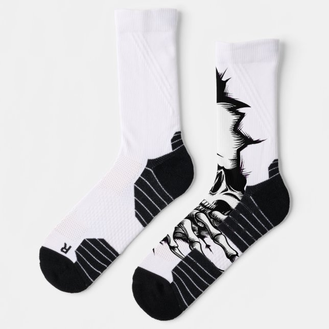 Skull Ripping Through Wall with Skeleton Hands  Socks (Left)