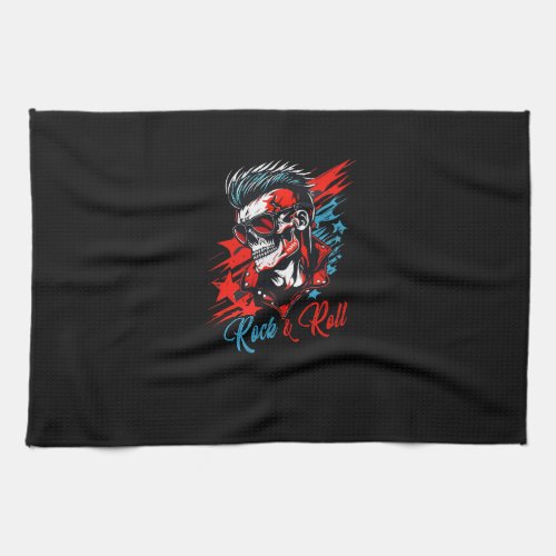 skull rock and roll art for tshirt kitchen towel