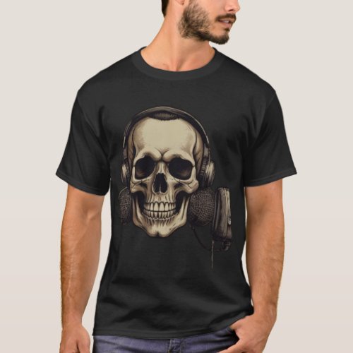 Skull  Roll _ Vintage Mic Rock T_Shirt