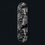 Skull Rose Chalk | Funky Black Gothic White Grunge Skateboard<br><div class="desc">#abstractart Funky 90s gothic grunge in a seamless pattern of distressed chalk sugar skulls and roses on a crushed velvet chalkboard texture background inspired by Halloween and Mexican Day of the Dead (dia de los muertos). The modern contemporary mixed medium design adds the perfect pop of color and personal style....</div>