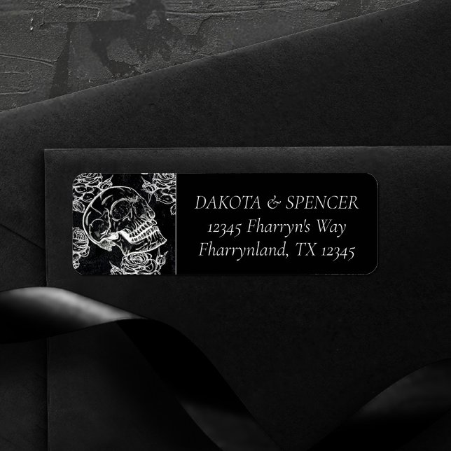 Skull Rose Chalk | Funky Gothic Grunge Address Label (Creator Uploaded)