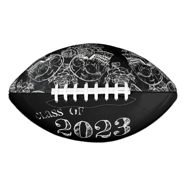Skull Rose Chalk | Funky Gothic Grunge Graduation Football (Front)