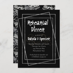 Skull Rose Gothic Chalkboard Grunge Rehearsal Invitation