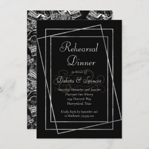 Skull Rose   Gothic Chalkboard Grunge Rehearsal Invitation