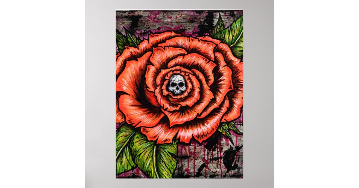 Skull rose poster | Zazzle