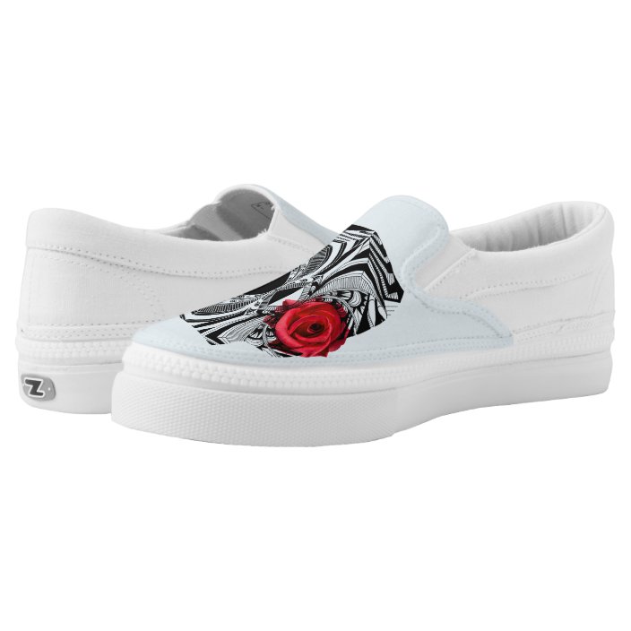 Skull Rose Vans Slip-On Sneakers | Zazzle.com