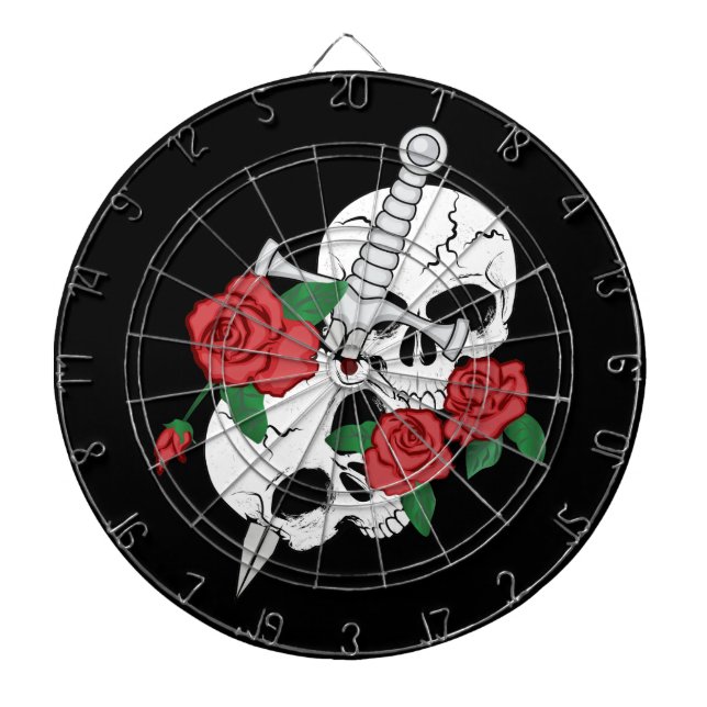 Skull, Roses and Dagger Dart Board (Front)