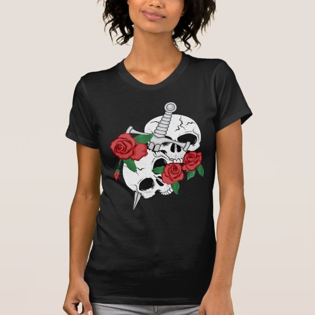 Skull, Roses and Dagger T-Shirt (Front)