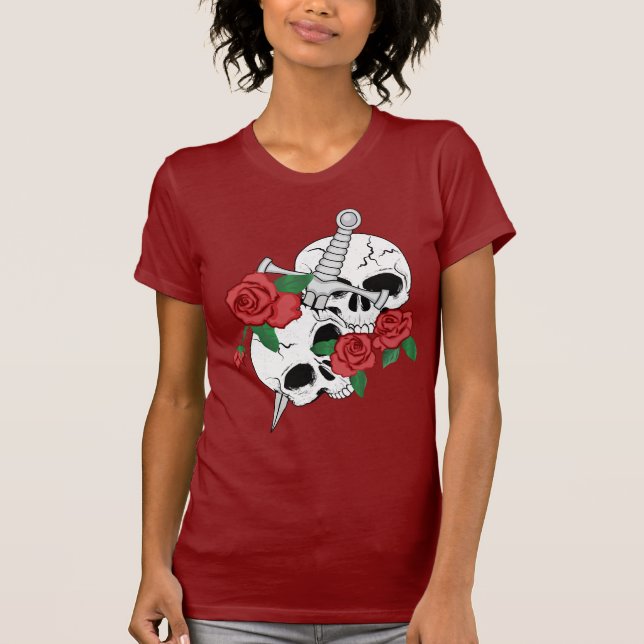 Skull, Roses and Dagger T-Shirt (Front)