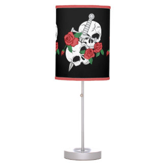 Skull, Roses and Dagger Table Lamp