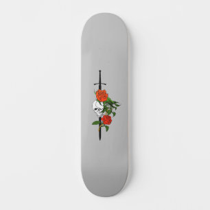 Skull Roses and Sword Skateboard Deck