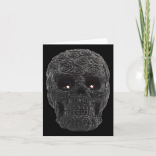Skull Roses Gothic Floral Halloween Costume Skelet Card