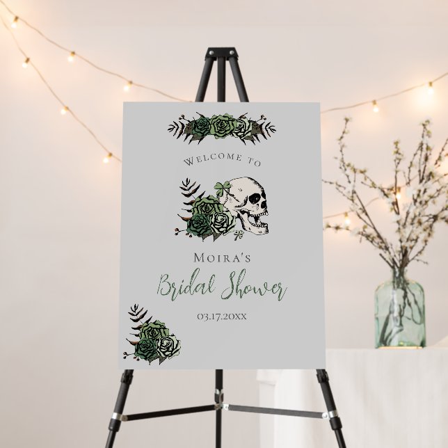 Skull & Roses Irish Bridal Shower Welcome Sign (In Situ (Stand))
