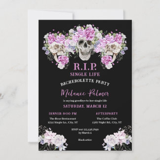 Skull & Roses R.I.P. Bachelorette Party Invitation