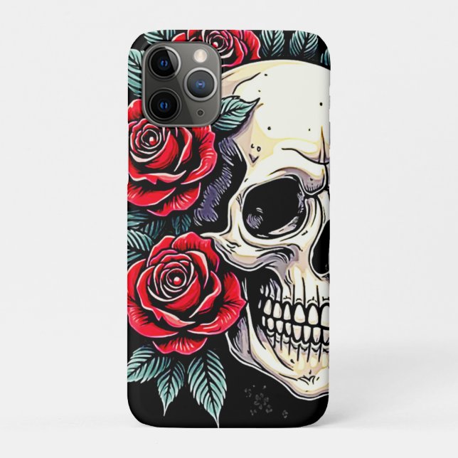 Skull Roses Tattoo Art Case-Mate iPhone Case (Back)