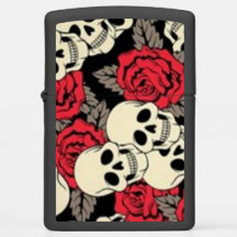 Skull & Roses Zippo Black Matte Lighter