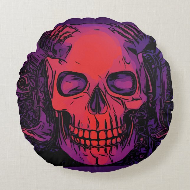Skull Round Pillow (Front)