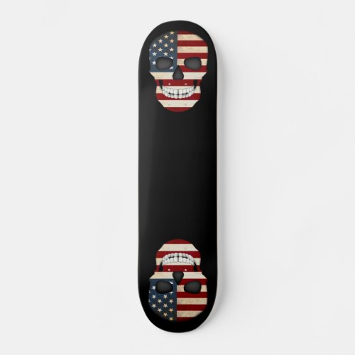 Skull Rustic American Flag  Design Skateboard