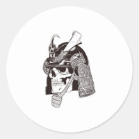 Skull samurai classic round sticker