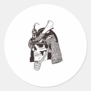 Skull samurai classic round sticker