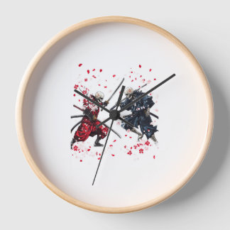 Skull Samurai Duel Clock