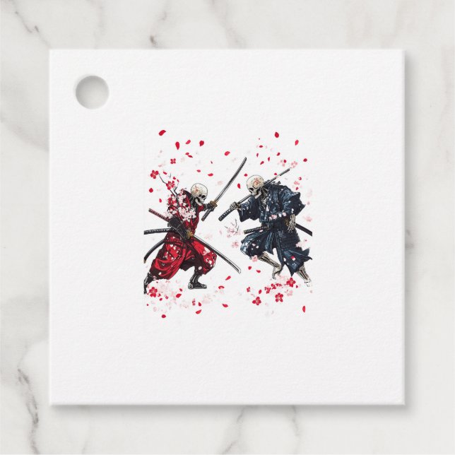 Skull Samurai Duel Favor Tags (Front)