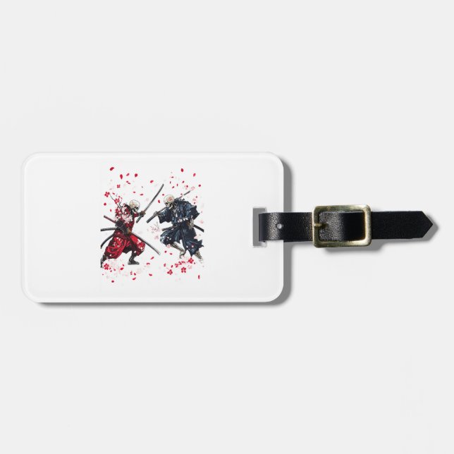 Skull Samurai Duel Luggage Tag (Front Horizontal)