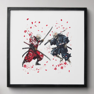 Skull Samurai Duel Peel And Stick Photo Tile