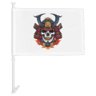 Skull Samurai Mask Car Flag