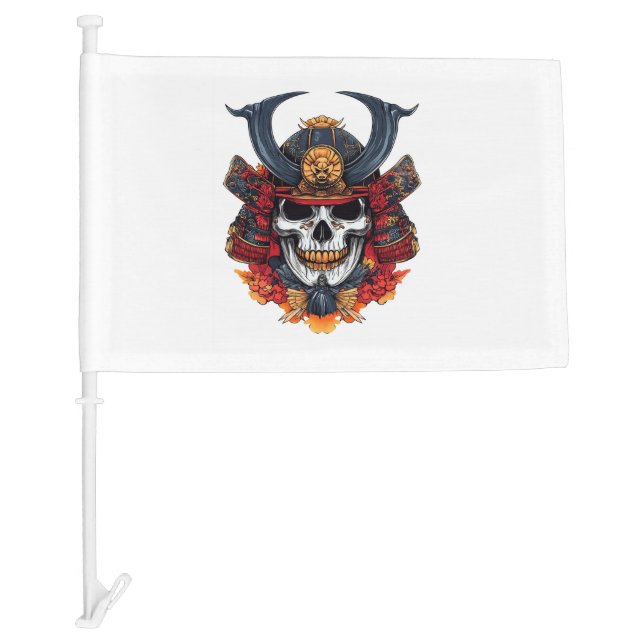 Skull Samurai Mask Car Flag (Front)