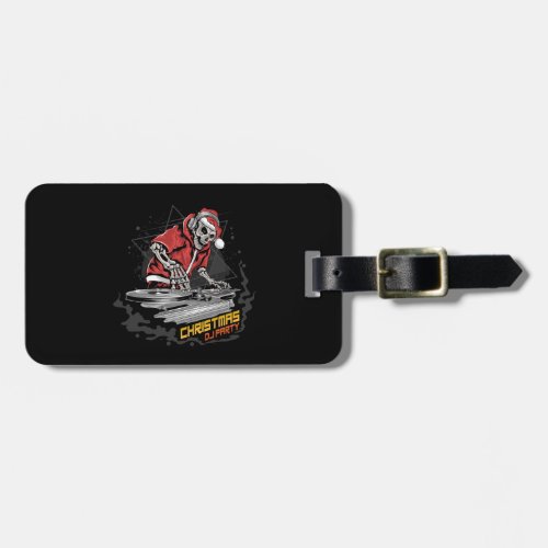 skull santa claus with christmas jacket and hat at luggage tag