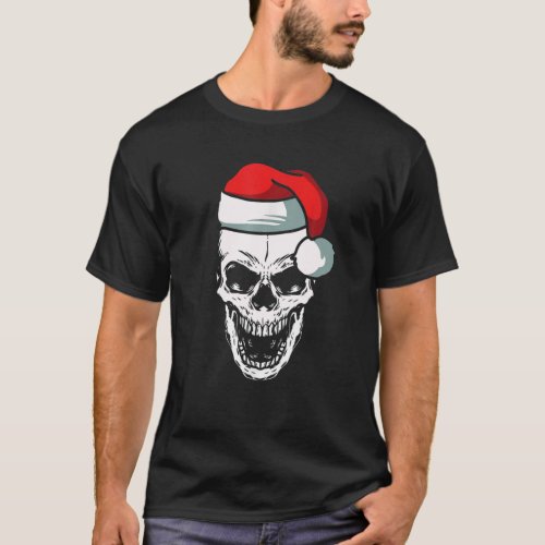 Skull Santa Hat Christmas Cool Skeleton X_Mas T_Shirt