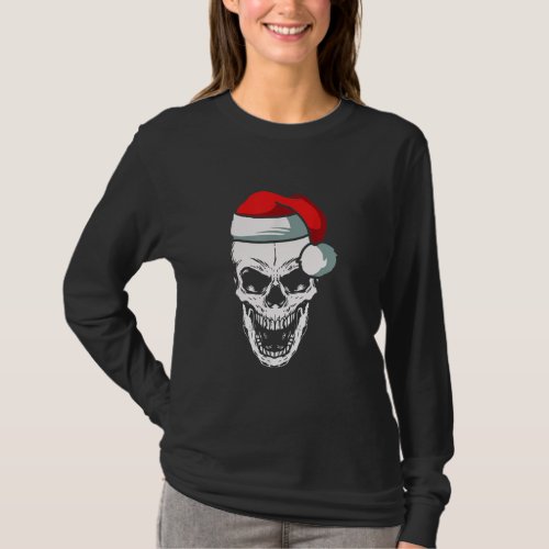 Skull Santa Hat Christmas Cool Skeleton XMas  T_Shirt
