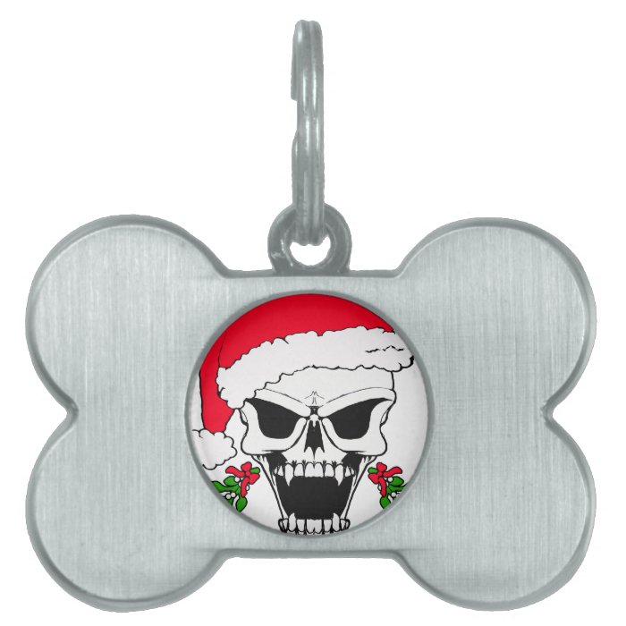 Skull santa pet ID tags