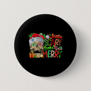 Skull Santa Scary Santa Merry Christmas Matching F Button